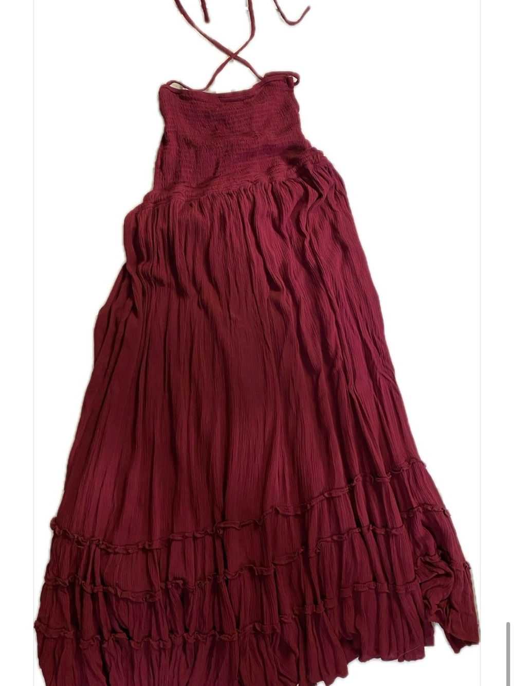 Sz 8/10 Bohemian Burgundy Backless Maxi Dress